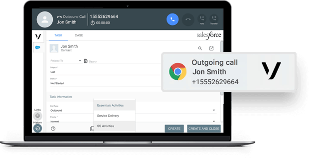 Salesforce integration Laptop with Salesforce integration in a browser